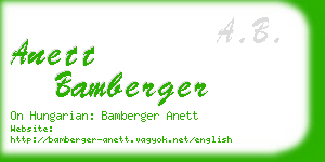 anett bamberger business card